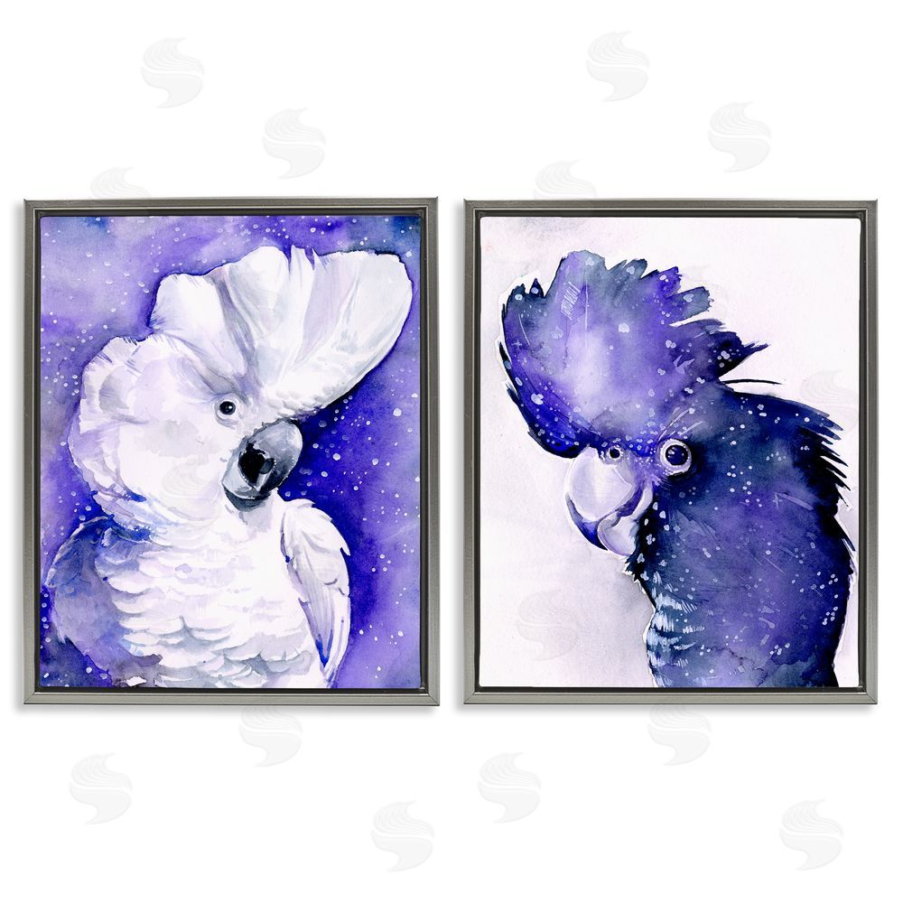 Jennifer Paxton Parker Space Birds Purple Watercolor Gray Floating Frame Canvas Wall Art Print