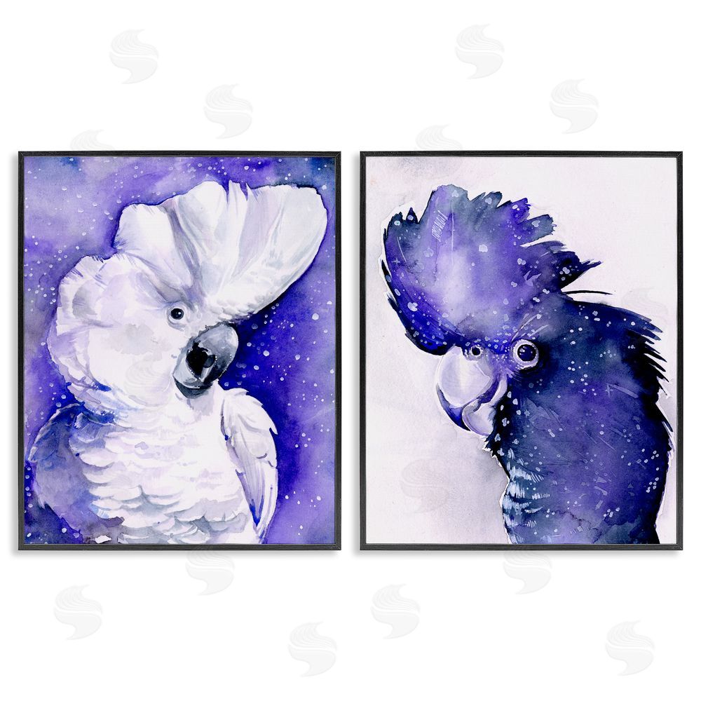 Jennifer Paxton Parker Space Birds Purple Watercolor Black Framed Giclee Wall Art Print