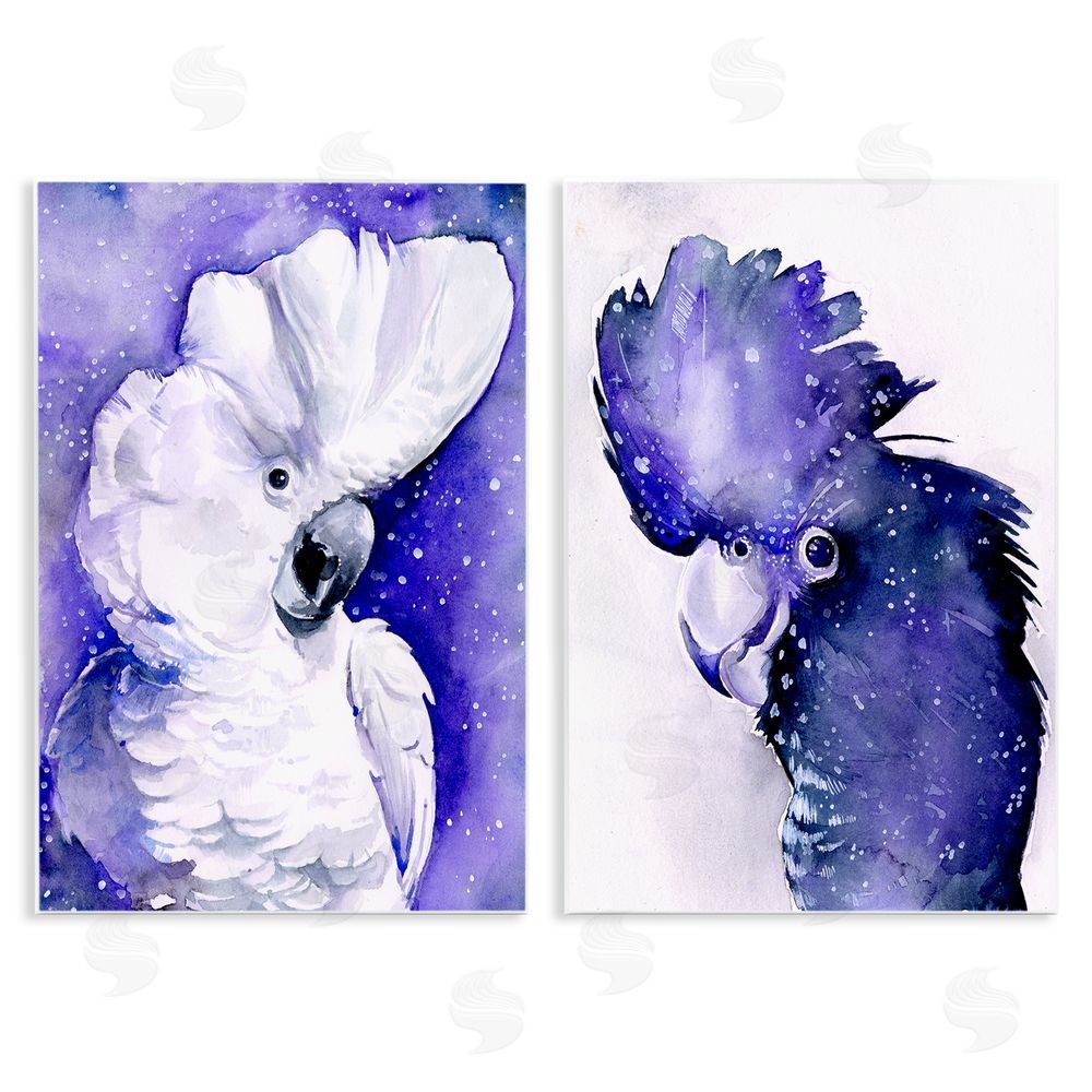 Jennifer Paxton Parker Space Birds Purple Watercolor Wooden Wall Plaque Art Print