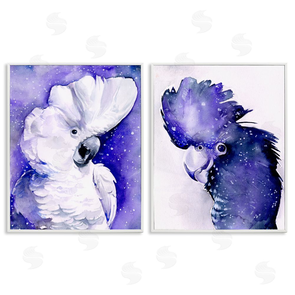 Jennifer Paxton Parker Space Birds Purple Watercolor White Framed Giclee Wall Art Print