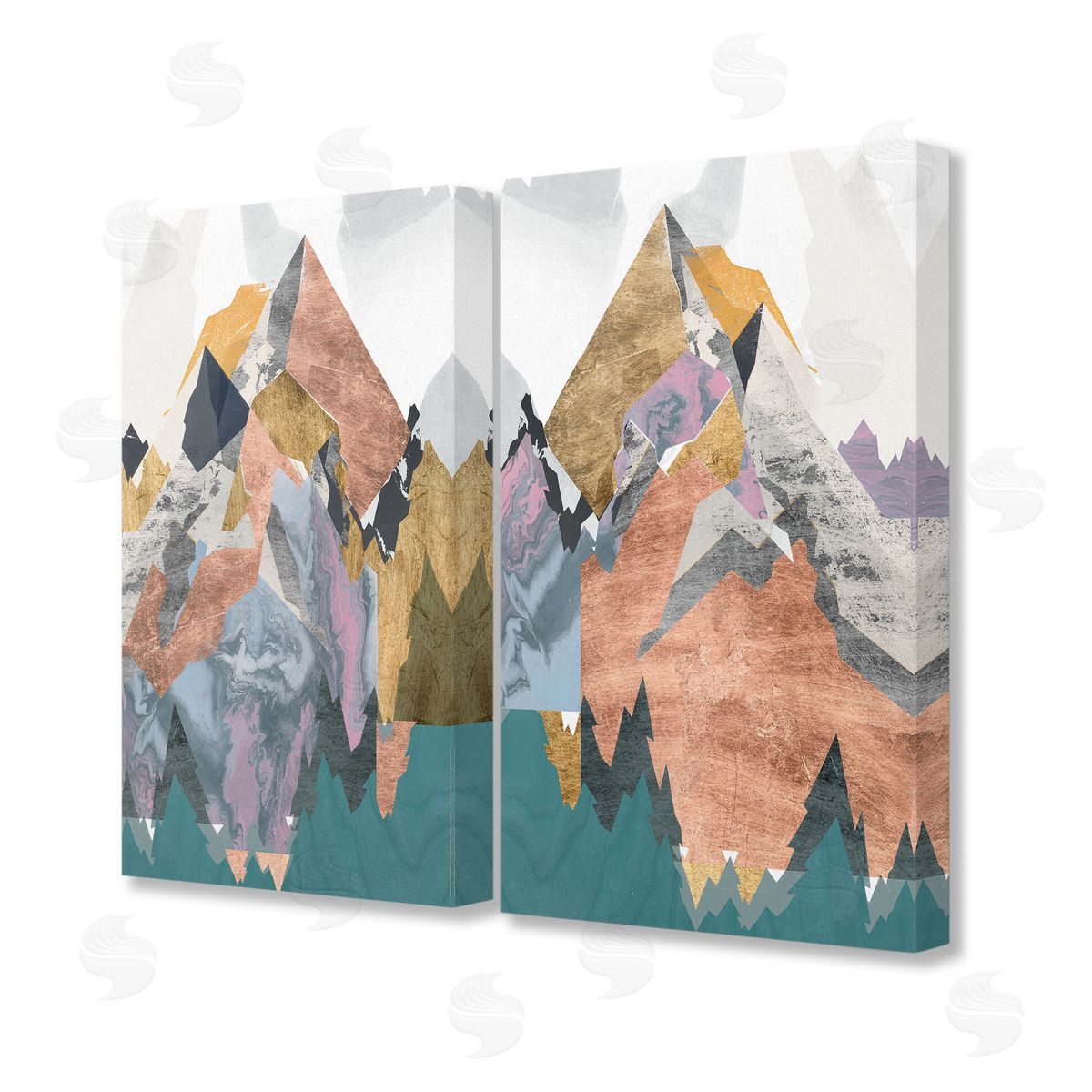 Jennifer Goldberger Foil Collage Mountain Landscape Canvas Wall Art Print