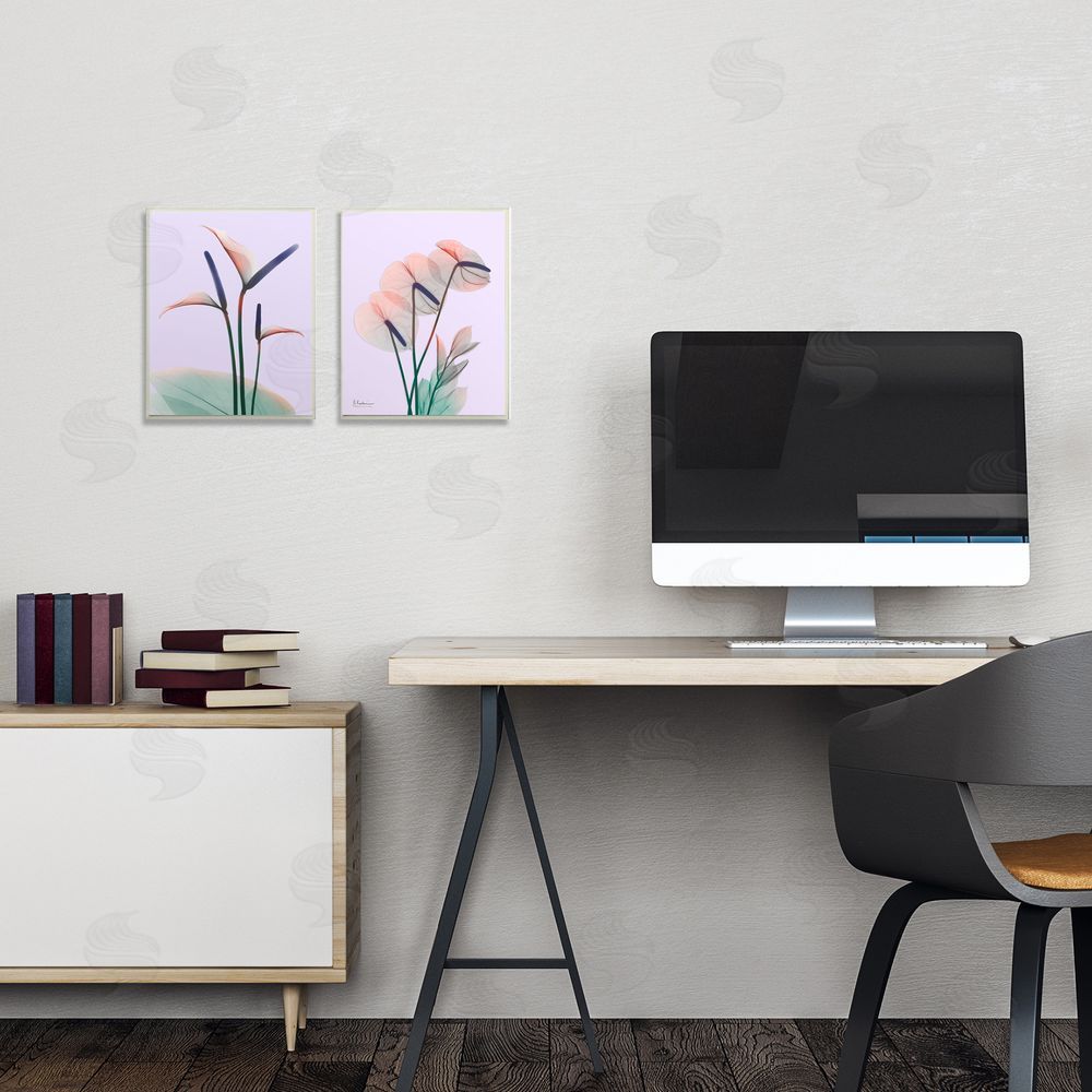 Albert Koetsier Neon Reeds Purple Green Flower Design Canvas Wall Art Print in Room