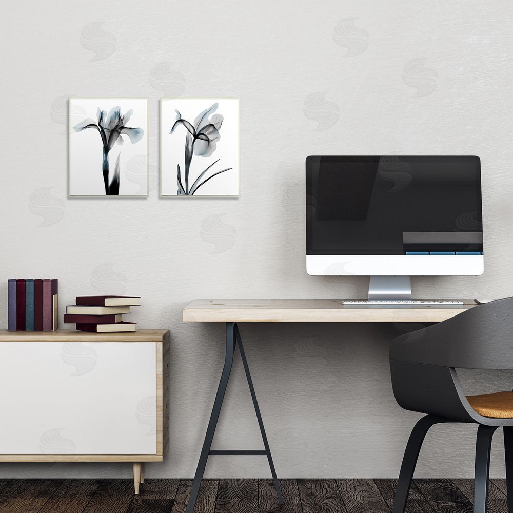 Albert Koetsier Contrast Black & Blue Flowers Canvas Wall Art Print in Room
