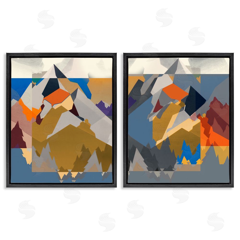 Jennifer Goldberger Geometric Mountain Shape Abstract Black Floating Frame Canvas Wall Art Print