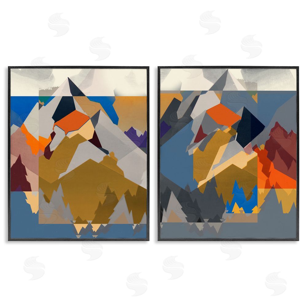 Jennifer Goldberger Geometric Mountain Shape Abstract Black Framed Giclee Wall Art Print