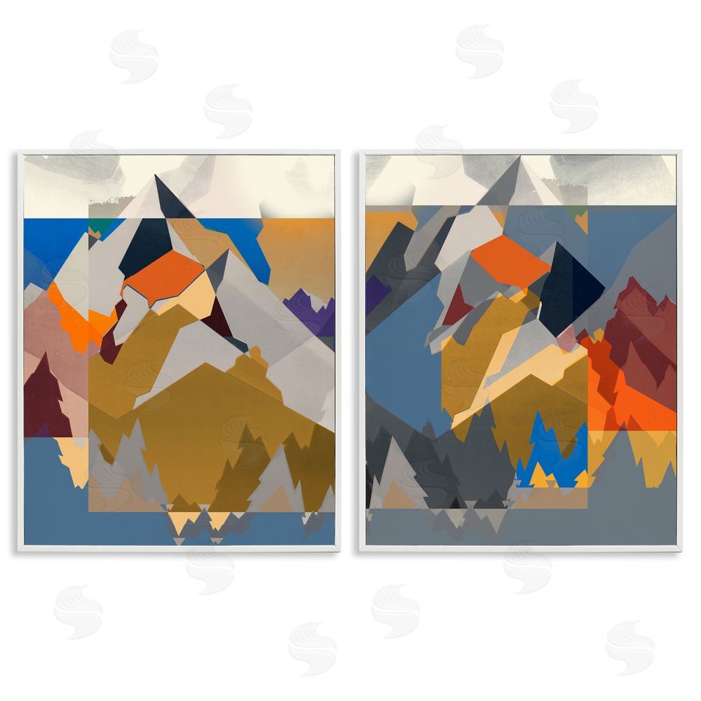Jennifer Goldberger Geometric Mountain Shape Abstract White Framed Giclee Wall Art Print