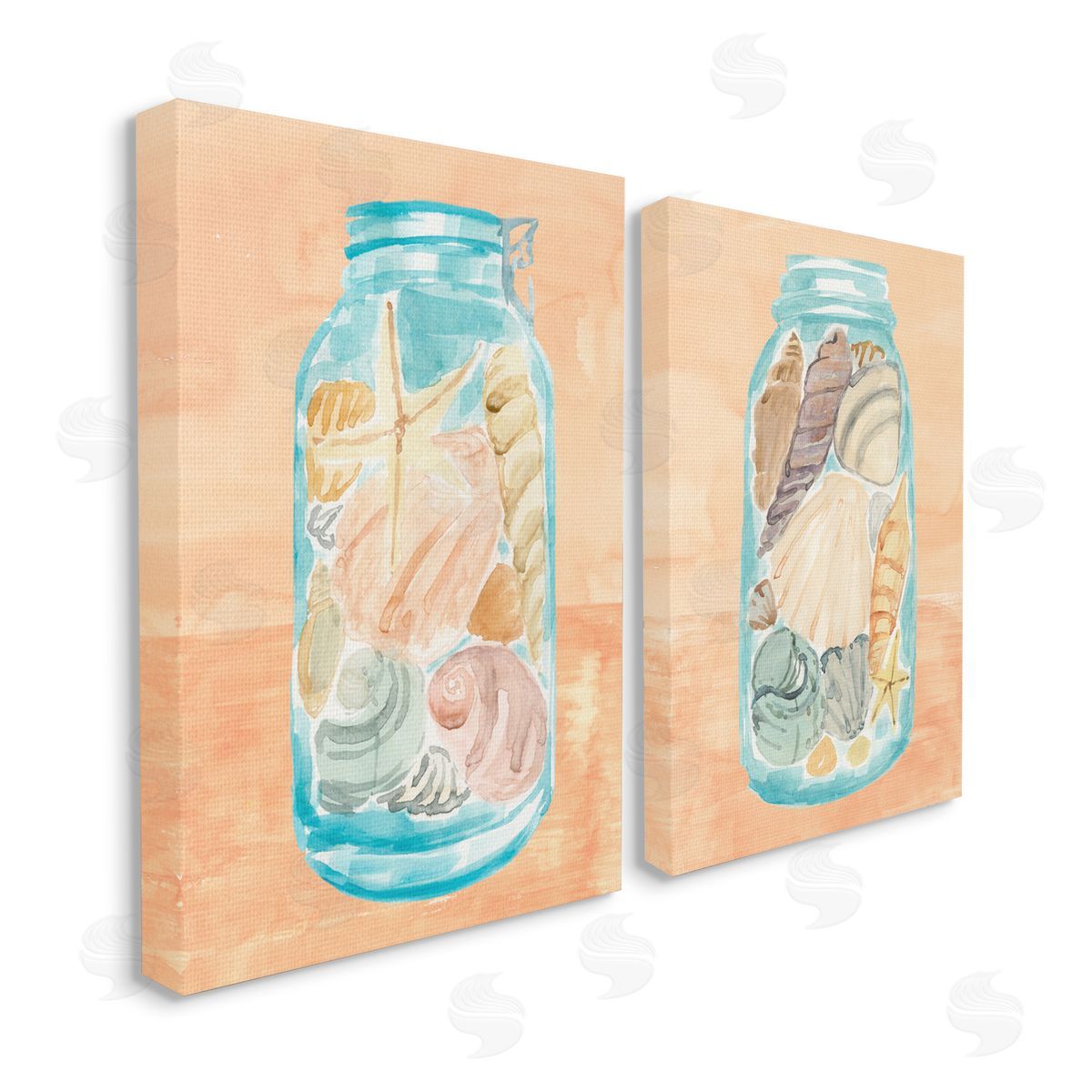 Annie Warren Beach Shells In Jar Painting Canvas Wall Art Print