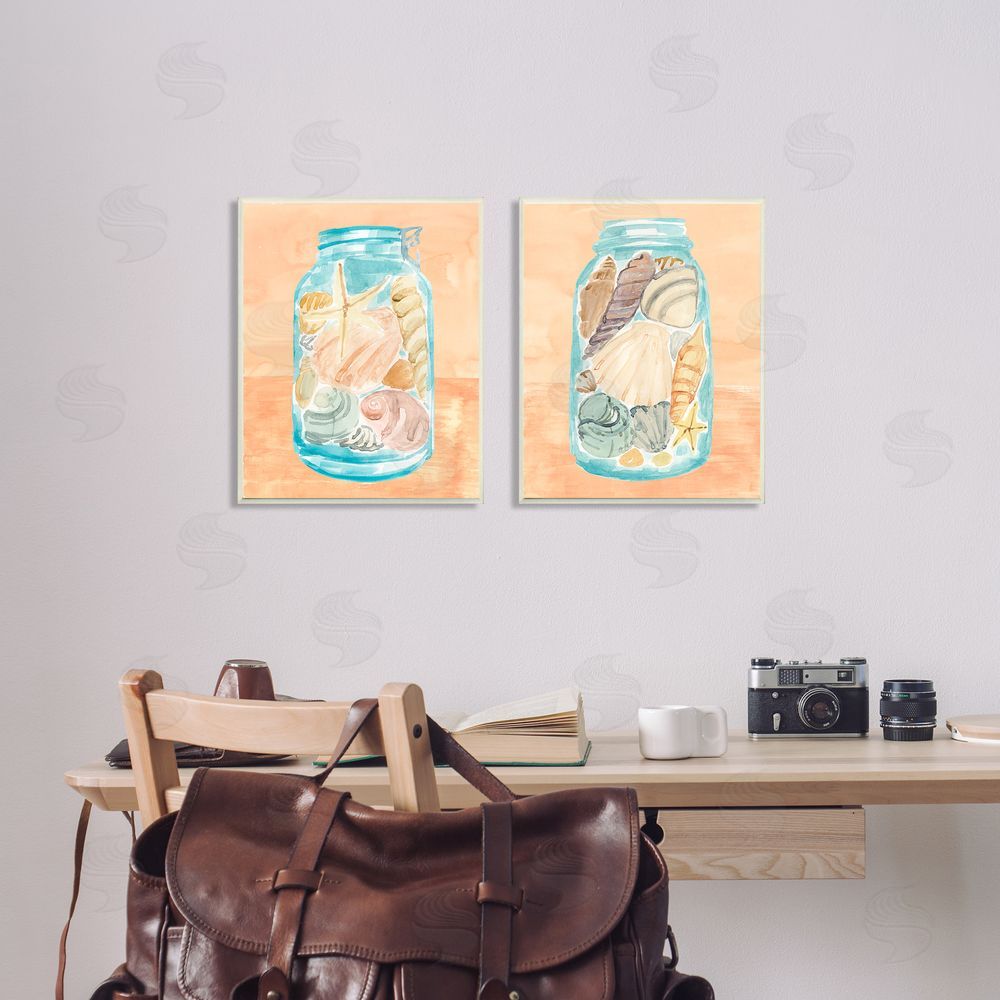 Annie Warren Beach Shells In Jar Painting Canvas Wall Art Print in Room