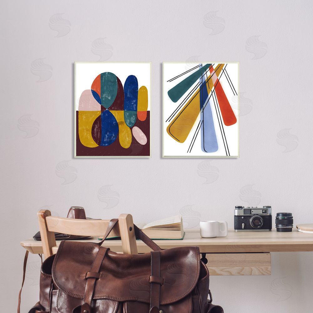 Stupell Studio Abstract Round Geometric Shapes Canvas Wall Art Print in Room
