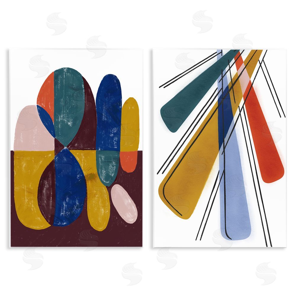 Stupell Studio Abstract Round Geometric Shapes Wooden Wall Plaque Art Print