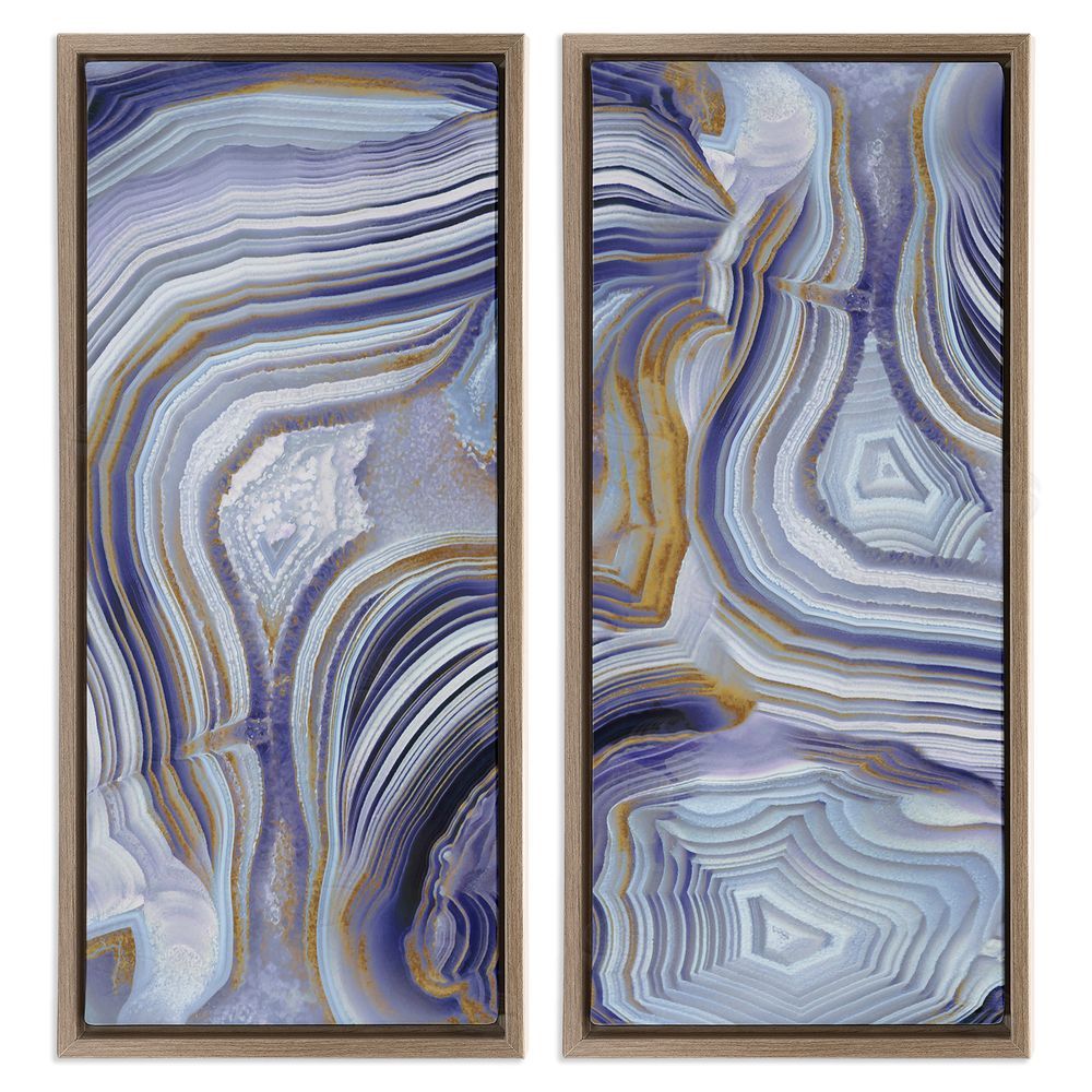 Danielle Carson Agate Crystal Pattern Gold Purple Abstract Brown Floating Frame Canvas Wall Art Print