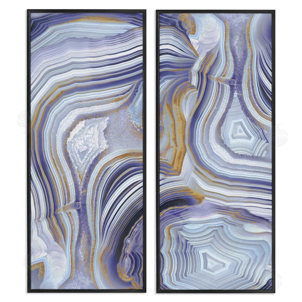 Danielle Carson Agate Crystal Pattern Gold Purple Abstract Black Framed Giclee Wall Art Print