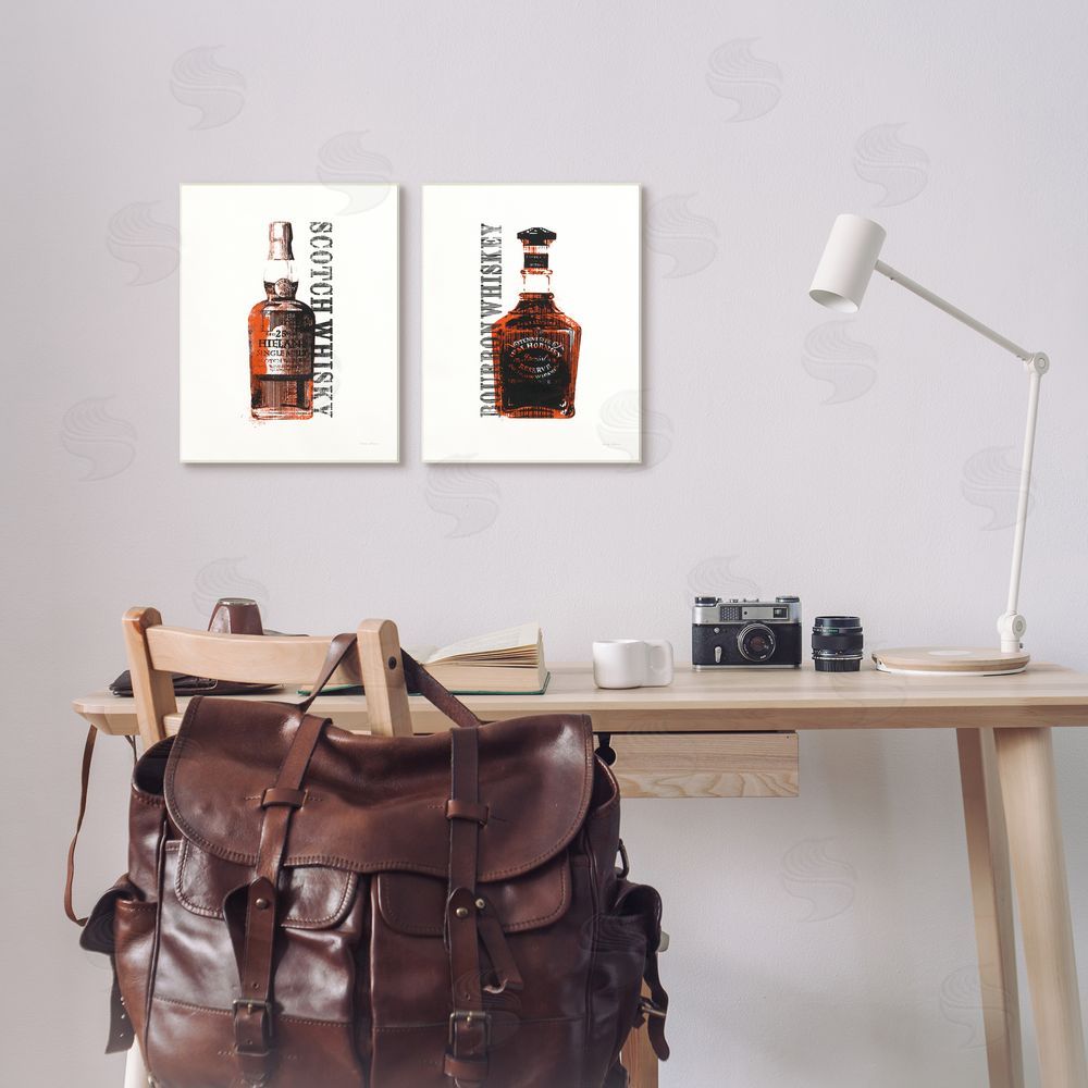 Avery Tillmon Glass Whiskey Bottles Liquor Canvas Wall Art Print in Room