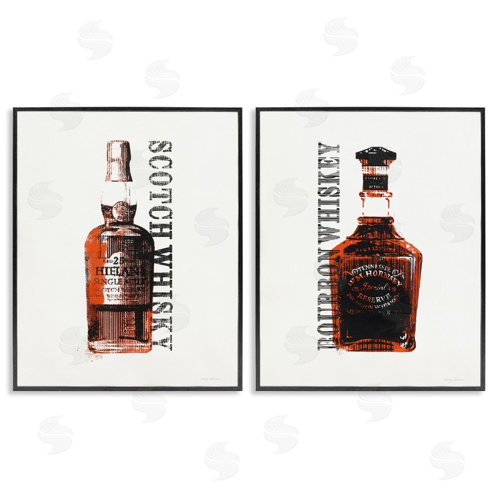 Avery Tillmon Glass Whiskey Bottles Liquor Black Framed Giclee Wall Art Print