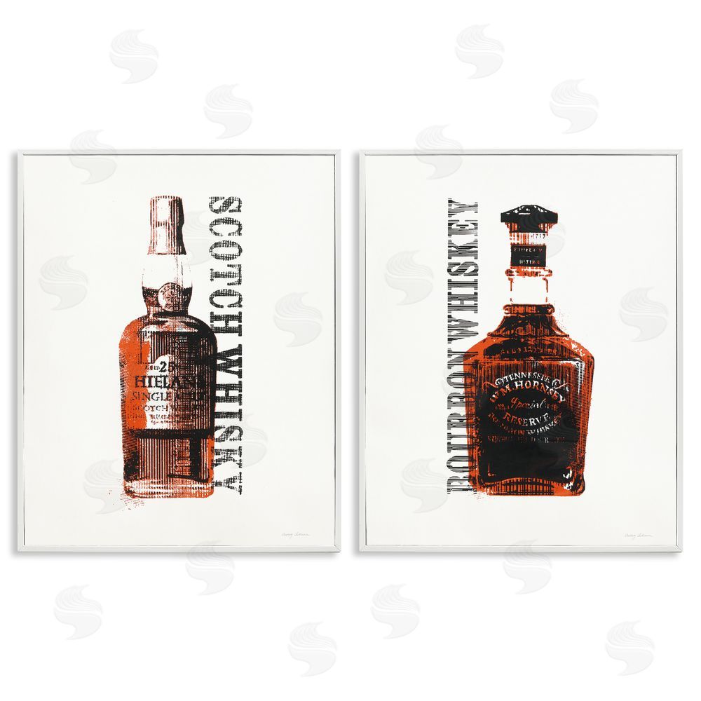 Avery Tillmon Glass Whiskey Bottles Liquor White Framed Giclee Wall Art Print
