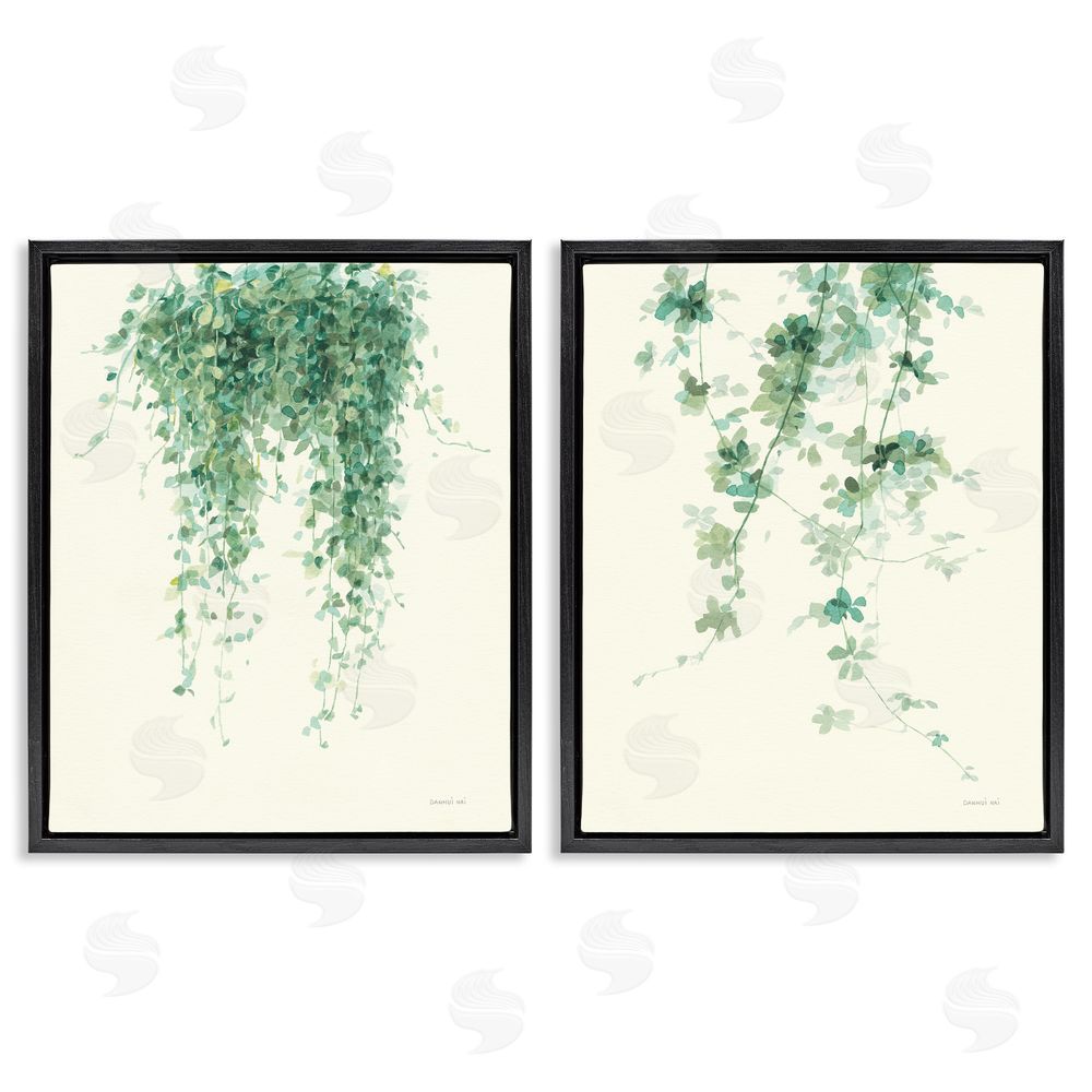 Danhui Nai Falling Ivy Vines Nature Minimal Black Floating Frame Canvas Wall Art Print