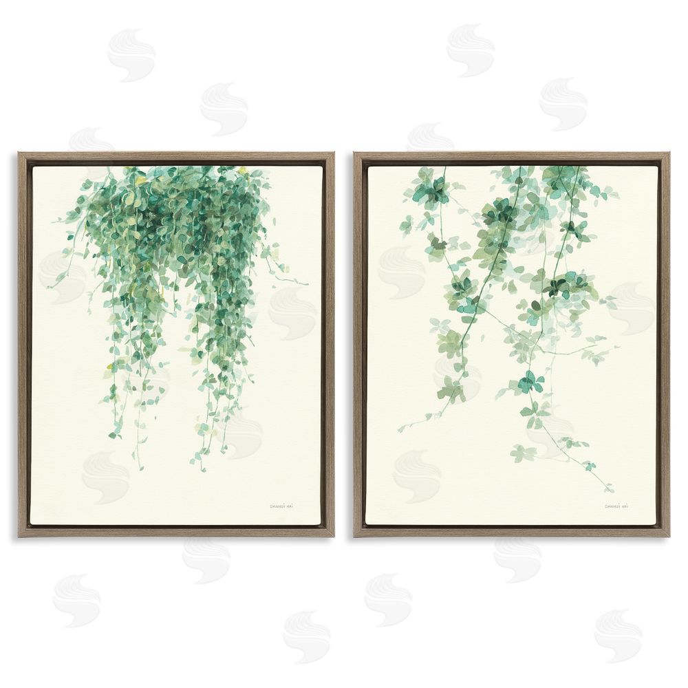 Danhui Nai Falling Ivy Vines Nature Minimal Brown Floating Frame Canvas Wall Art Print