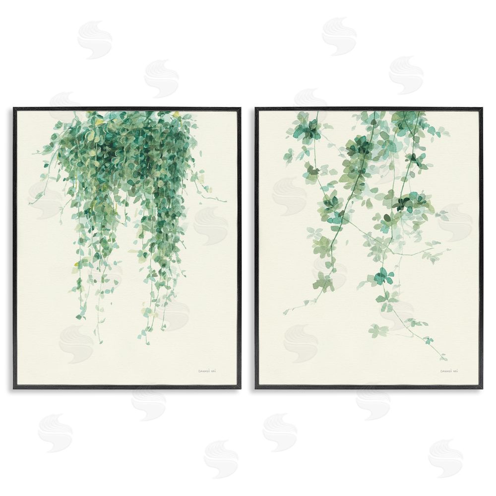 Danhui Nai Falling Ivy Vines Nature Minimal Black Framed Giclee Wall Art Print
