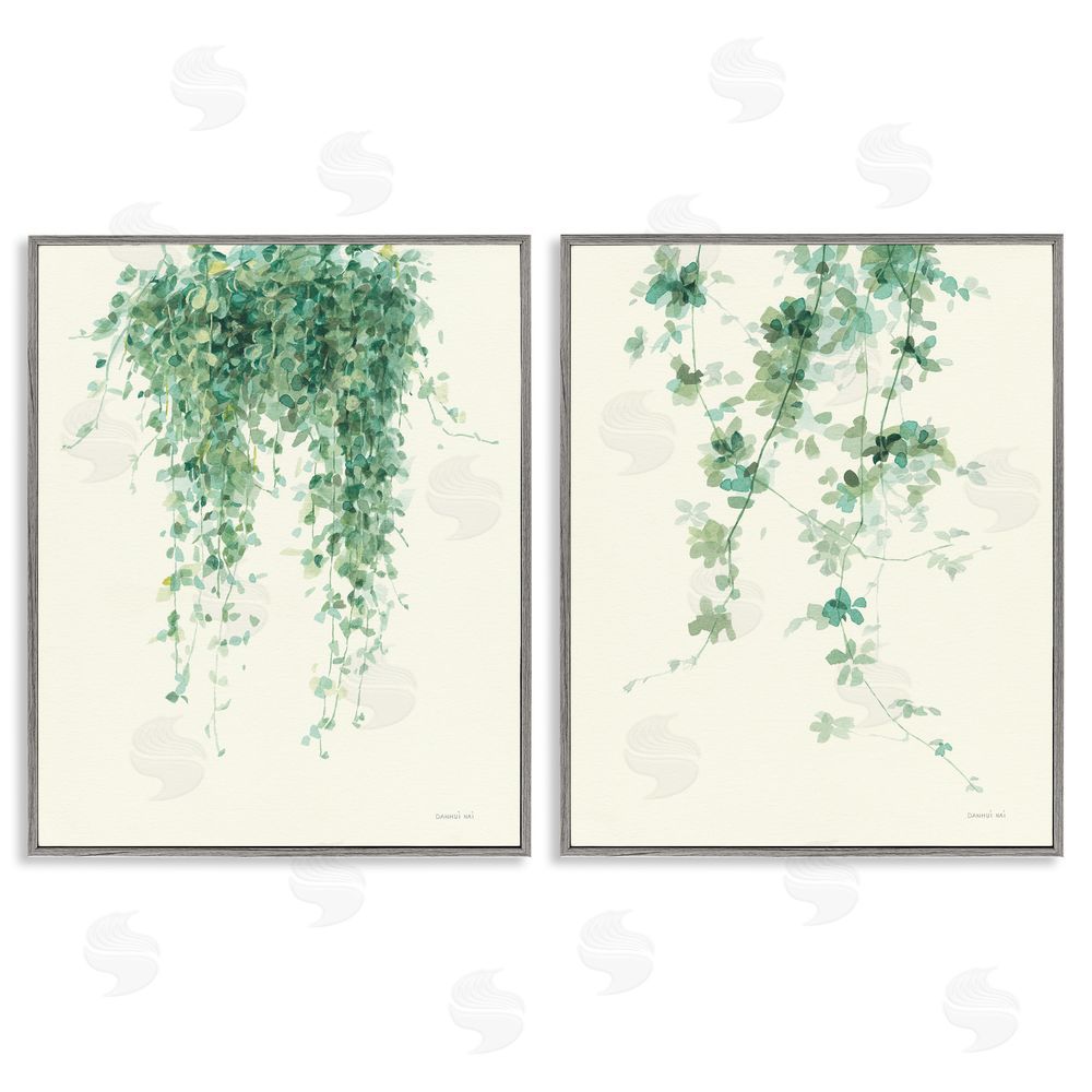 Danhui Nai Falling Ivy Vines Nature Minimal Gray Framed Giclee Wall Art Print