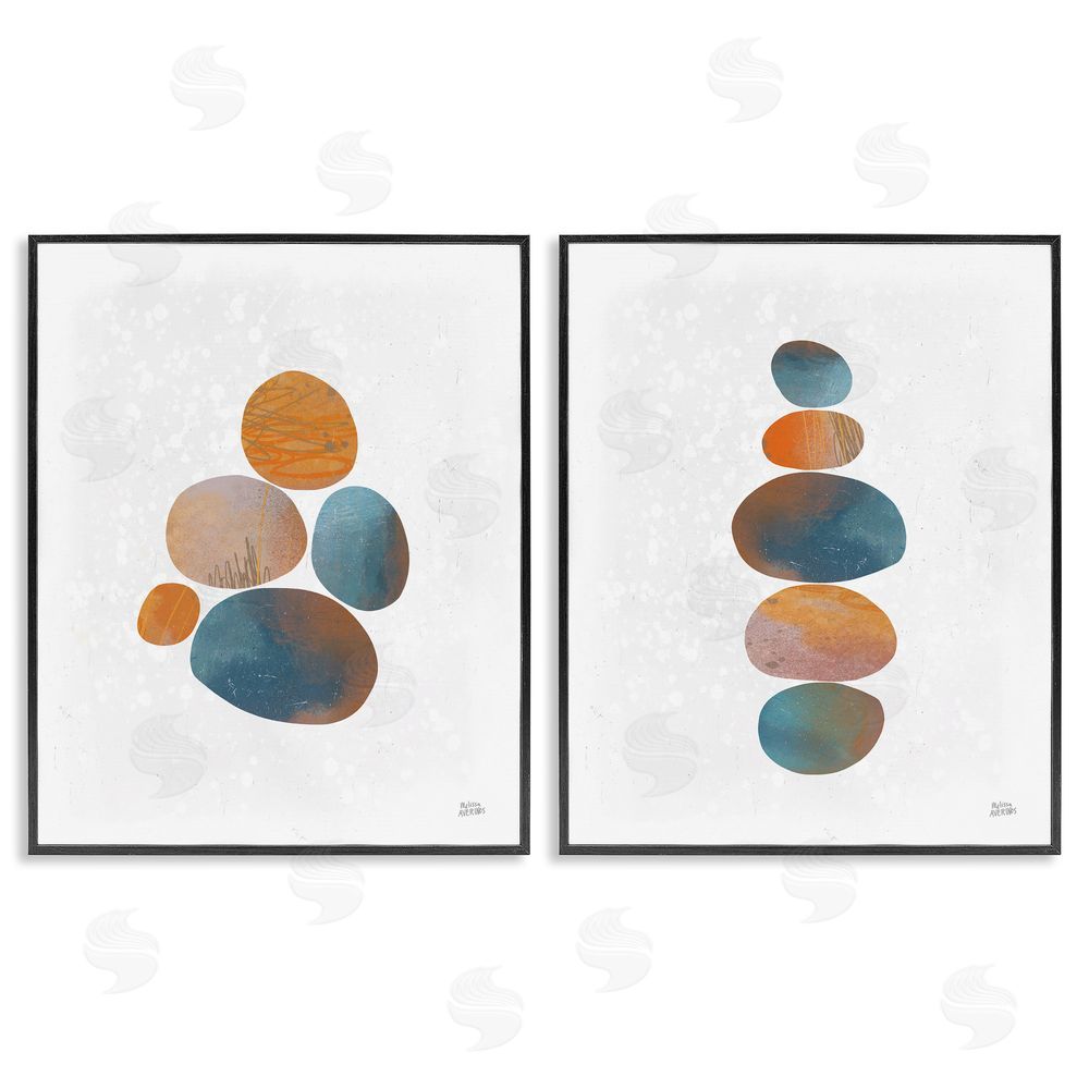 Melissa Averinos Abstract Patterned Stones Organic Black Framed Giclee Wall Art Print