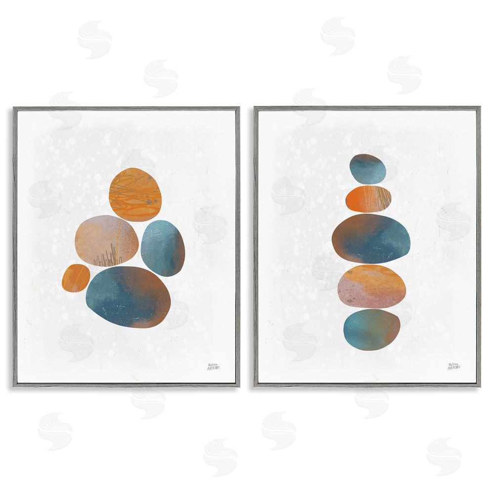 Melissa Averinos Abstract Patterned Stones Organic Gray Framed Giclee Wall Art Print