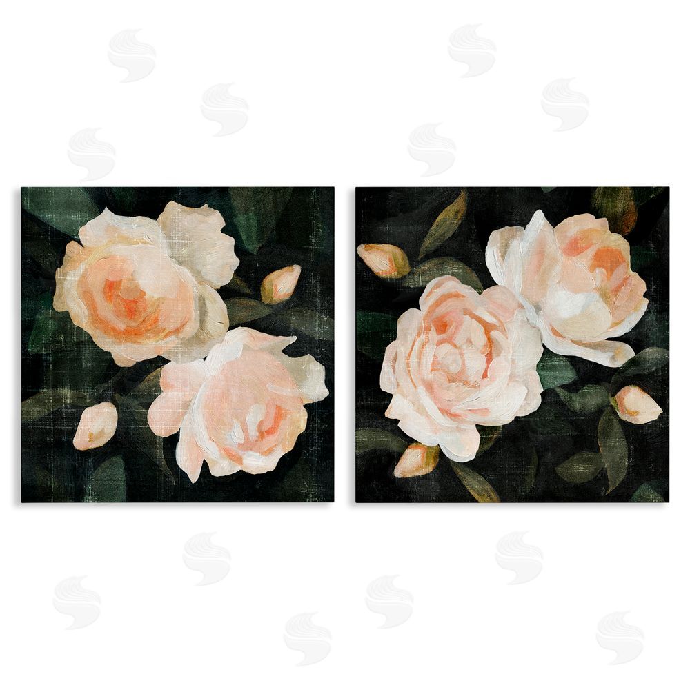 Emma Caroline Country Rose Garden Pink Green Nature Canvas Wall Art Print