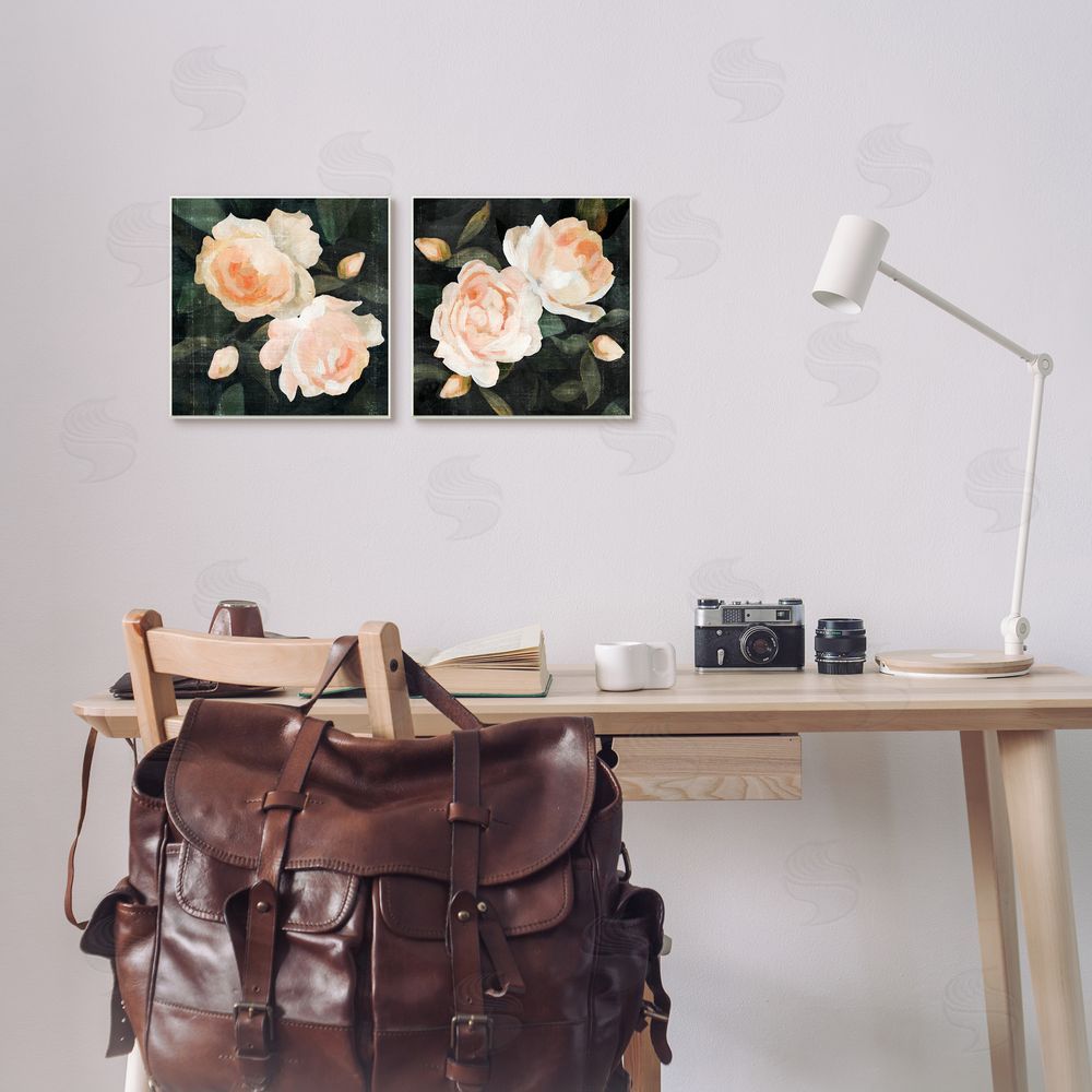 Emma Caroline Country Rose Garden Pink Green Nature Canvas Wall Art Print in Room