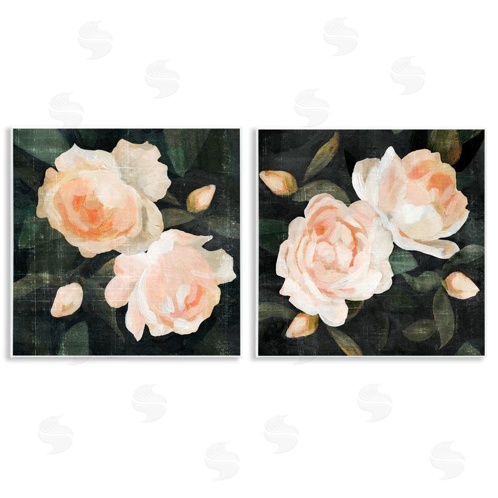 Emma Caroline Country Rose Garden Pink Green Nature Wooden Wall Plaque Art Print