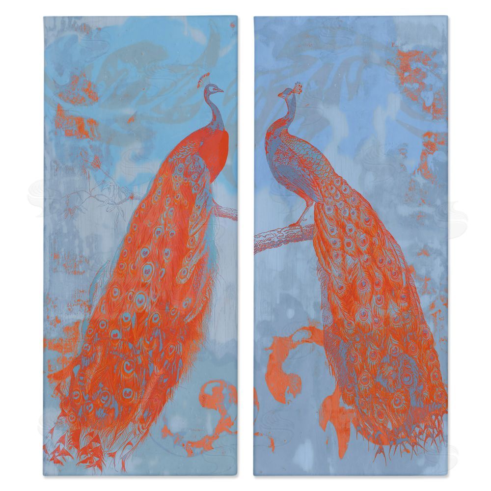 Jennifer Goldberger Elegant Peacock Feathers Forest Bird Canvas Wall Art Print