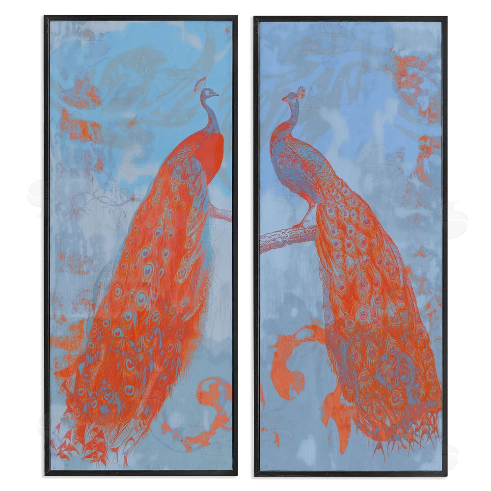 Jennifer Goldberger Elegant Peacock Feathers Forest Bird Black Framed Giclee Wall Art Print