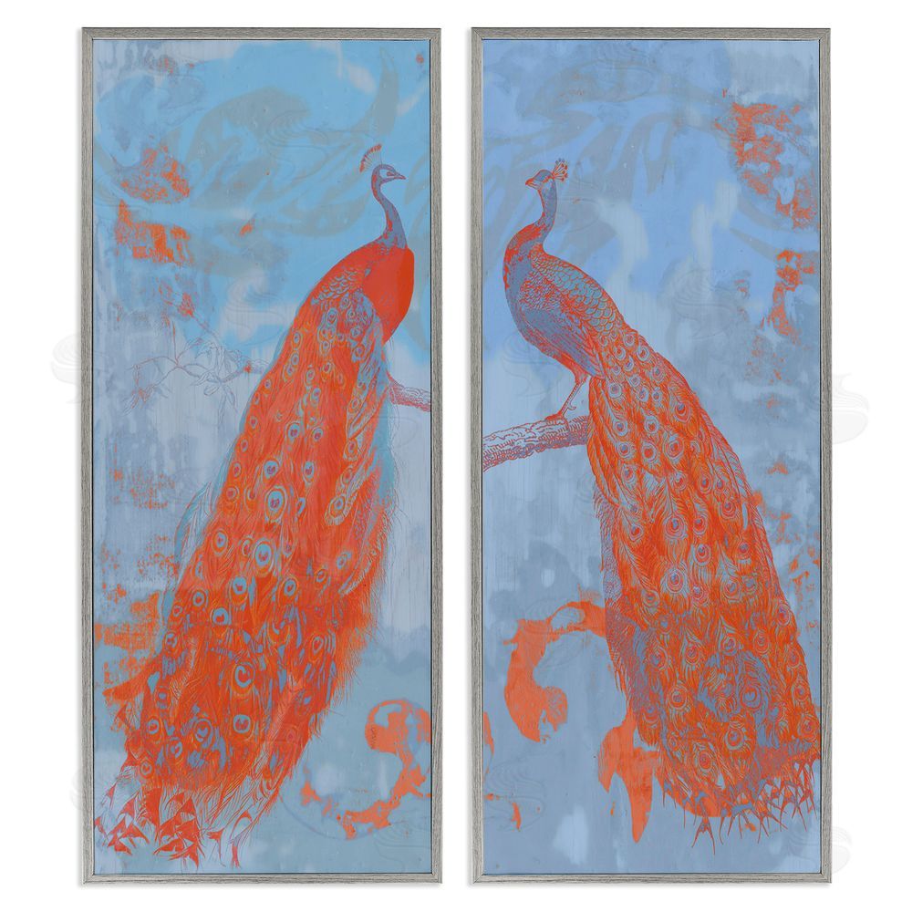 Jennifer Goldberger Elegant Peacock Feathers Forest Bird Gray Framed Giclee Wall Art Print