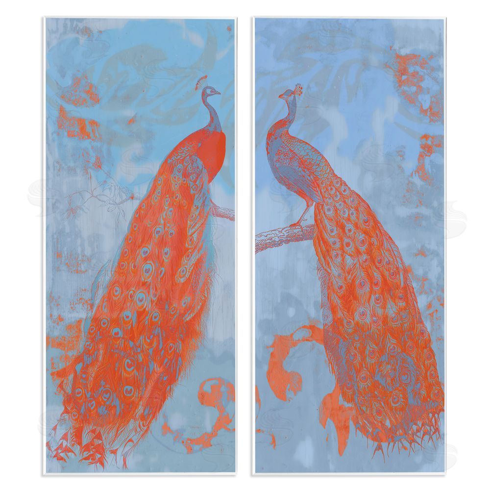 Jennifer Goldberger Elegant Peacock Feathers Forest Bird Wooden Wall Plaque Art Print