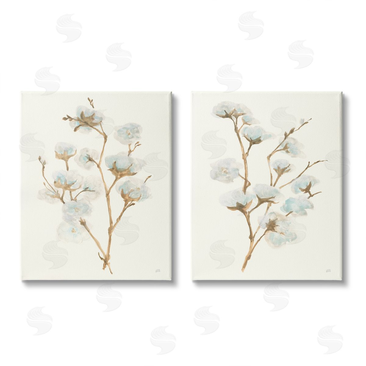 Chris Paschke Cotton Flower Stems Rustic Floral Canvas Wall Art Print