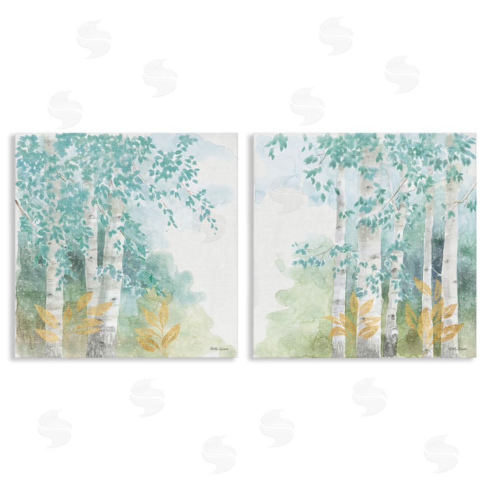 Beth Grove Birch Tree Forest Tranquil Watercolor Canvas Wall Art Print