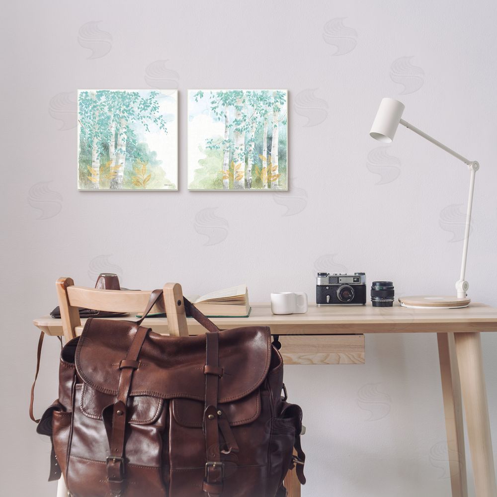 Beth Grove Birch Tree Forest Tranquil Watercolor Canvas Wall Art Print in Room