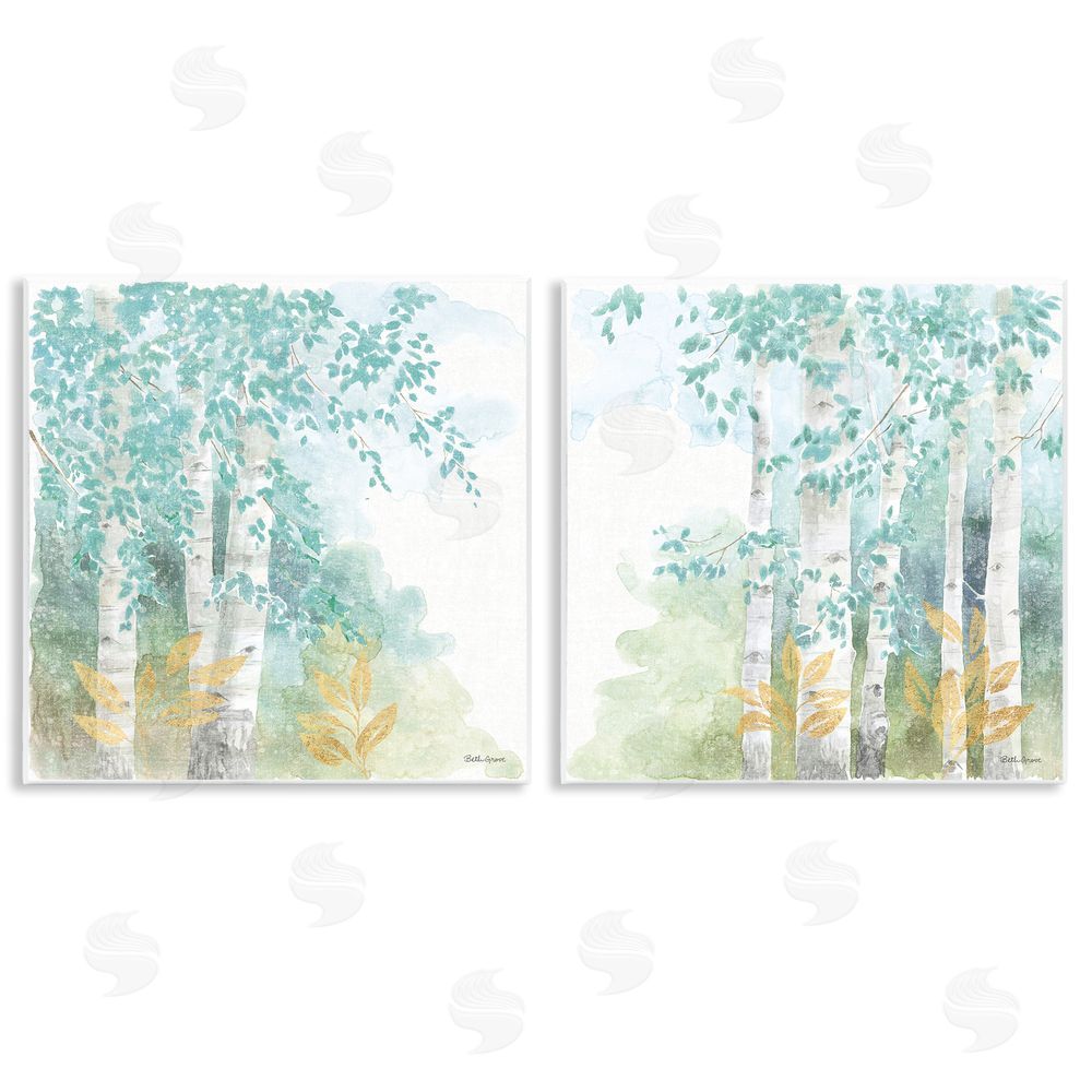 Beth Grove Birch Tree Forest Tranquil Watercolor Wooden Wall Plaque Art Print