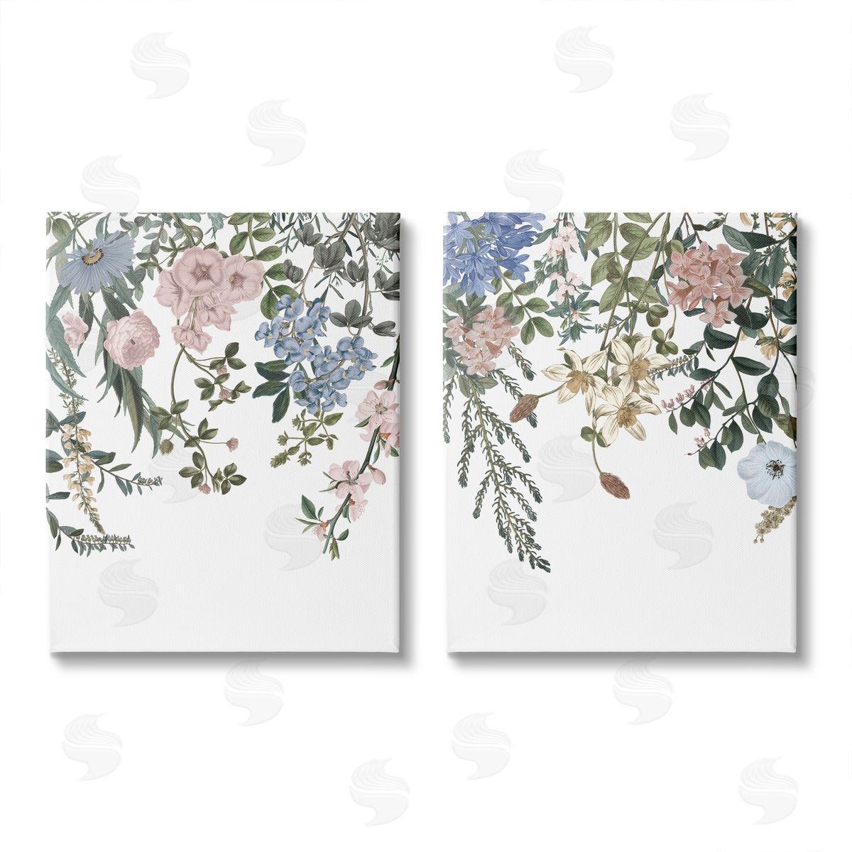 Wild Apple Portfolio Vintage Flower Vines Hanging Floral Canvas Wall Art Print