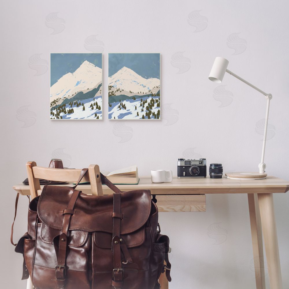 Jacob Green Snowy Mountain Calming Blue Peaks Canvas Wall Art Print in Room