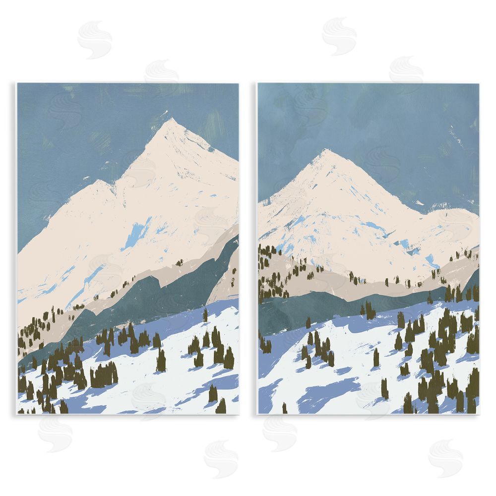 Jacob Green Snowy Mountain Calming Blue Peaks Wooden Wall Plaque Art Print