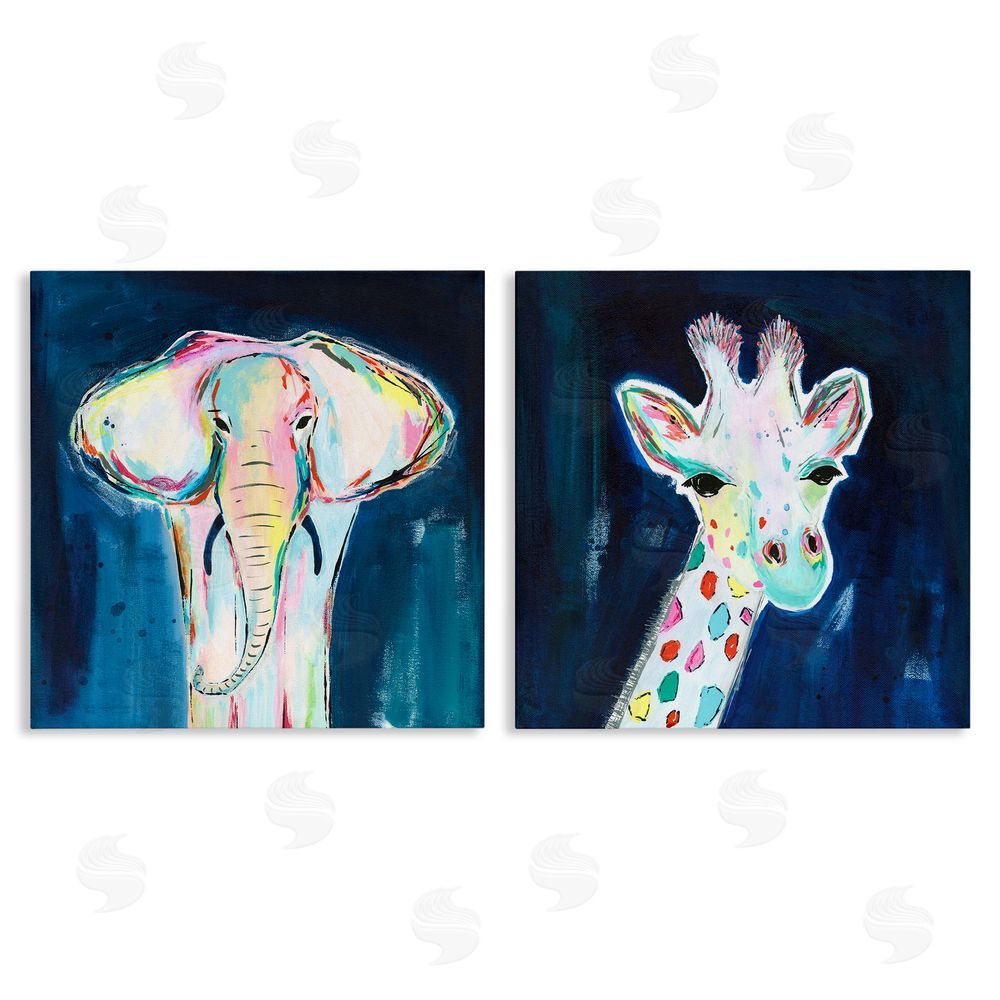 Jennifer McCully Colorful Safari Animal Portraits Canvas Wall Art Print