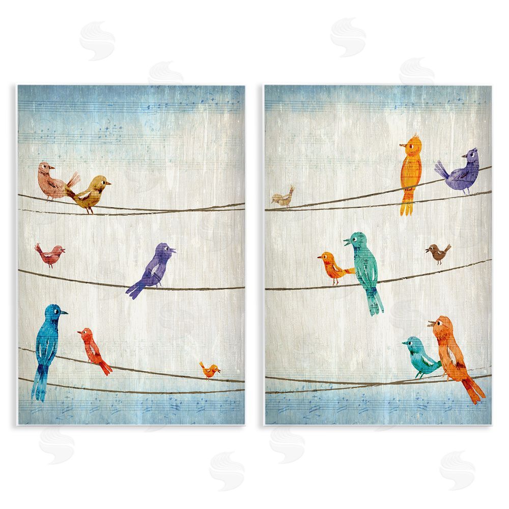 Kim Allen Song Birds on the Line Wooden Wall Plaque Art Print
