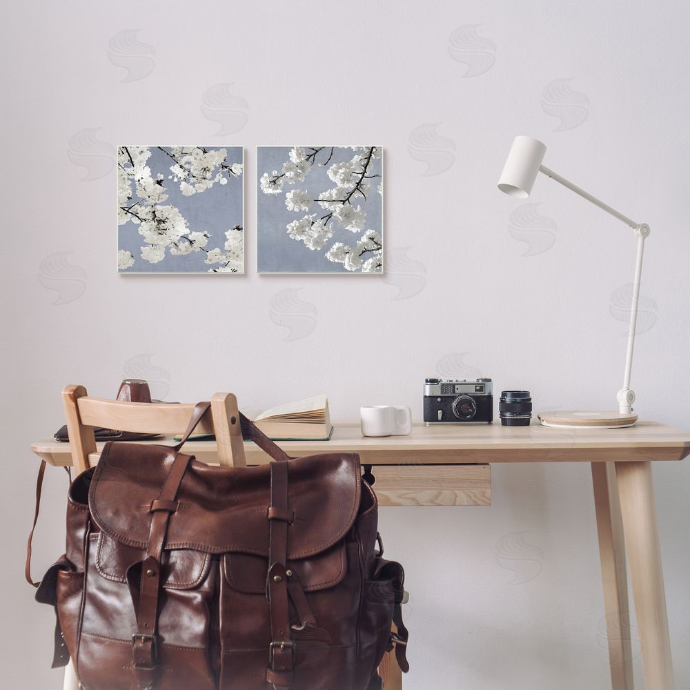 Kate Bennett White Cherry Blossom Tree Branches Canvas Wall Art Print in Room