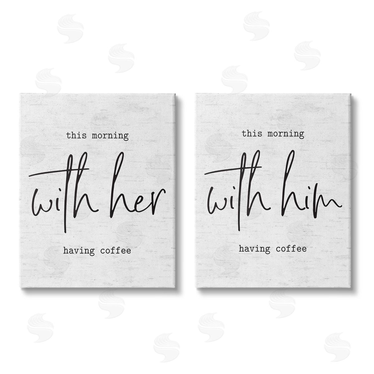 Lettered and Lined Him and Her Romantic Couple Phrase Canvas Wall Art Print