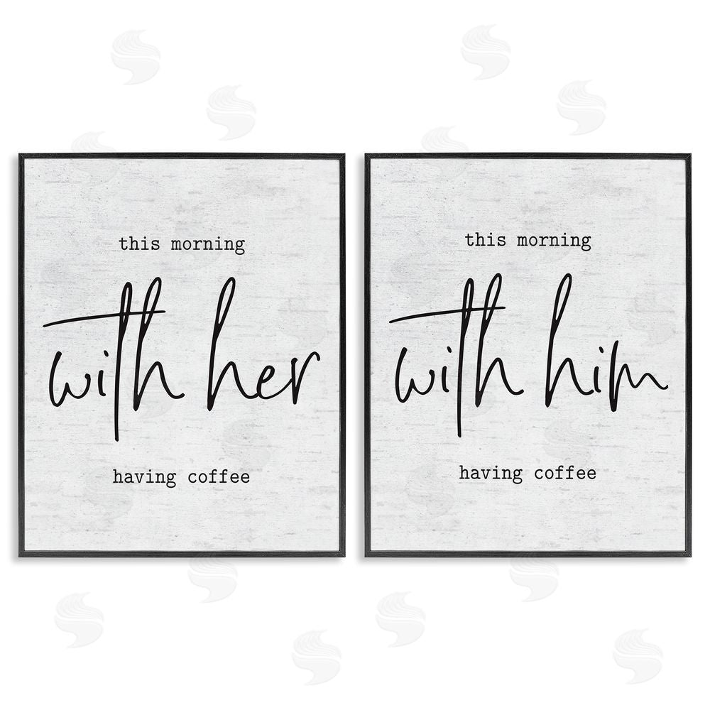 Lettered and Lined Him and Her Romantic Couple Phrase Black Framed Giclee Wall Art Print