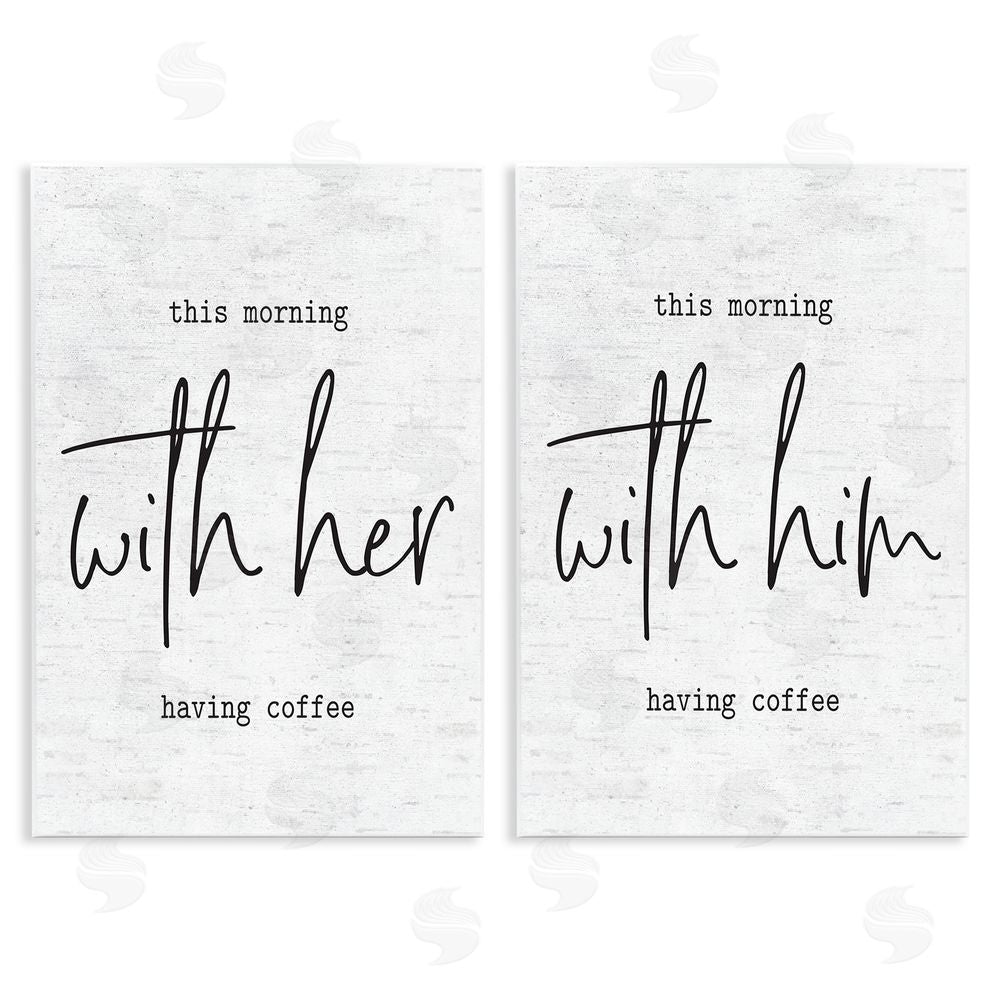 Lettered and Lined Him and Her Romantic Couple Phrase Wooden Wall Plaque Art Print