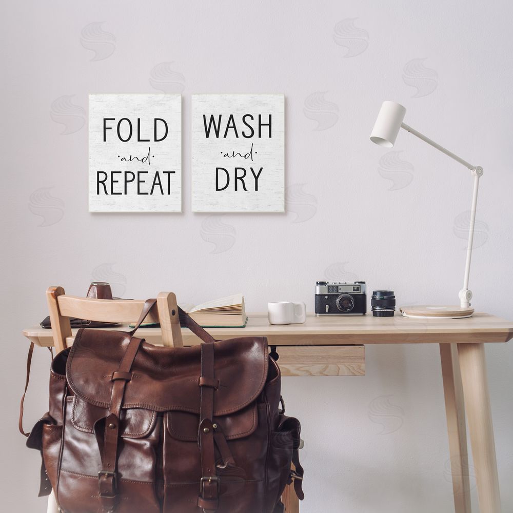 Lettered and Lined Charming Laundry Fold Repeat Canvas Wall Art Print in Room