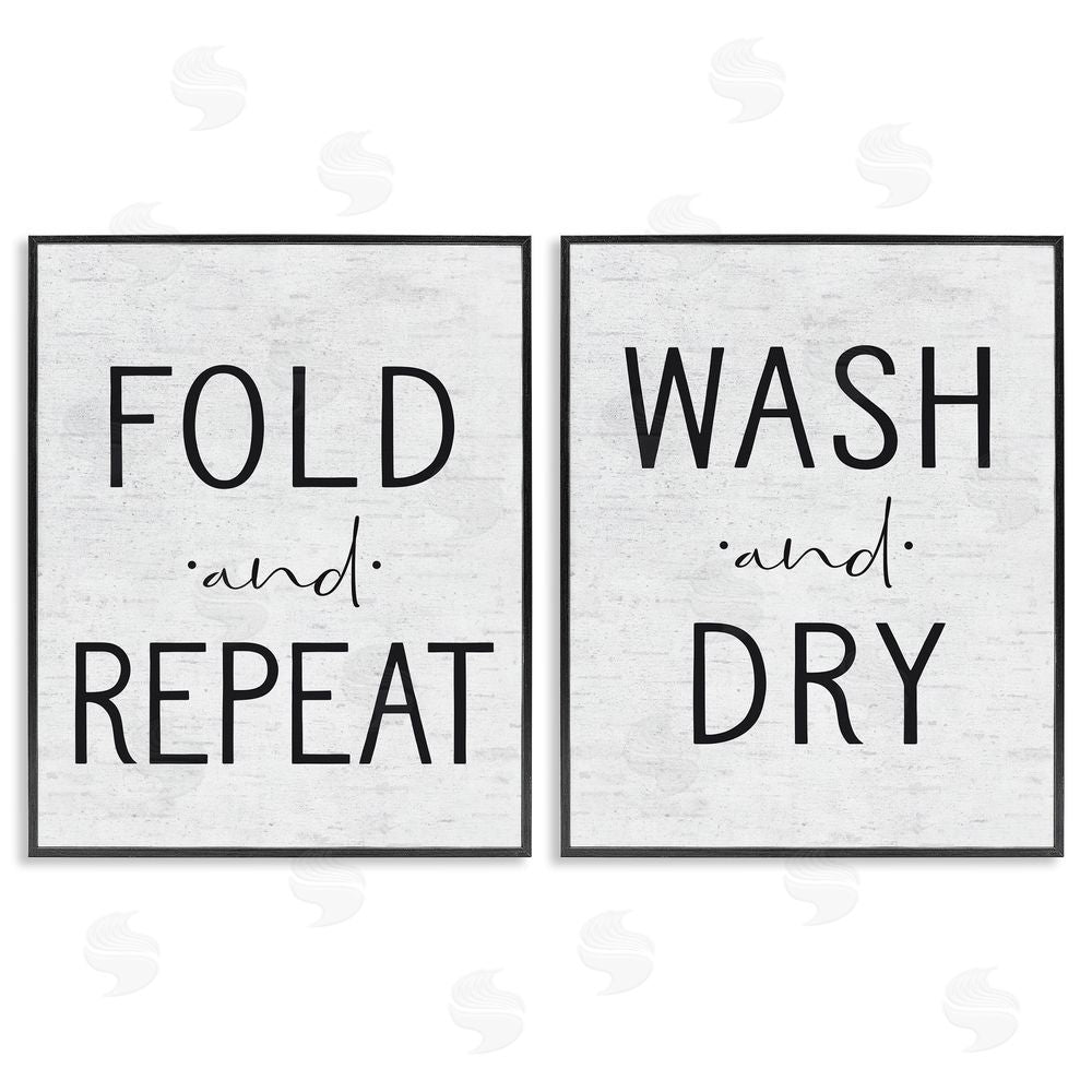 Lettered and Lined Charming Laundry Fold Repeat Black Framed Giclee Wall Art Print