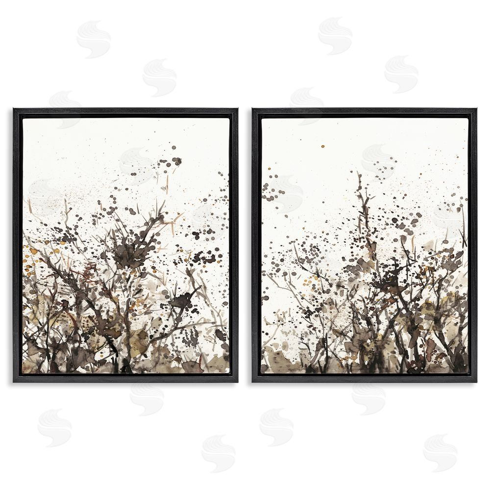 Samuel Dixon Watercolor Field of Grassy Weeds Black Floating Frame Canvas Wall Art Print