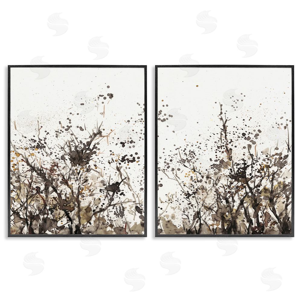 Samuel Dixon Watercolor Field of Grassy Weeds Black Framed Giclee Wall Art Print