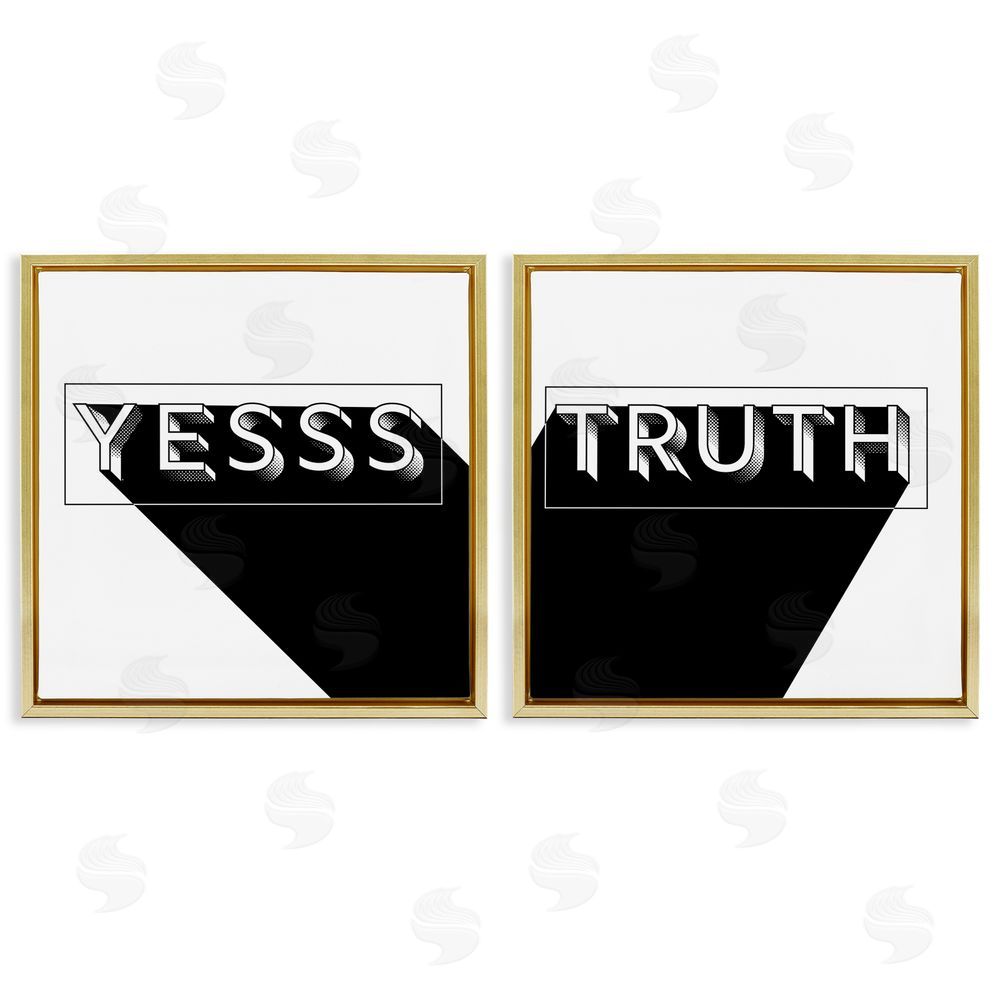 Jarman Fagalde Yes Truth Bold Pop Typography Gold Floating Frame Canvas Wall Art Print